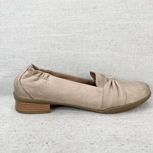 Dansko Womens 37 6.5 Karen Loafers Taupe Burnished Leather SlipOn Comfort Career